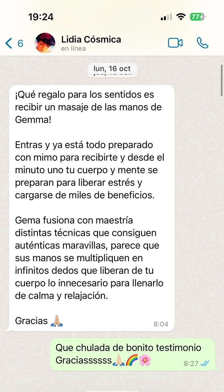Testimonio de cliente por WhatsApp 1